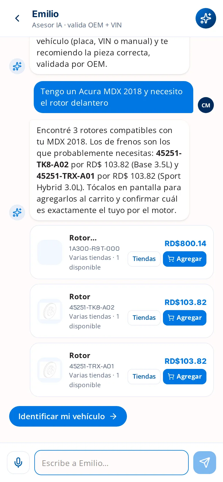 Emilio responde con las piezas encontradas